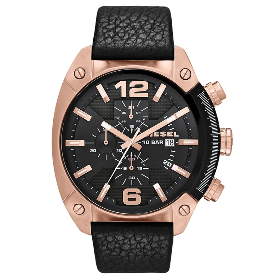 Diesel Overflow Chronograph Black Leather